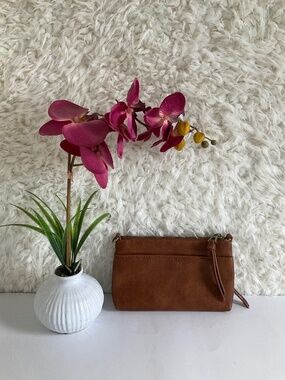SHIRALEAH CHICAGO WOMEN'S BROWN LEATHER CLUTCH PURSE!